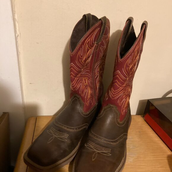 Cabela’s red mens cowboy western boots size 10 m NEw square toe roper boots main image 7